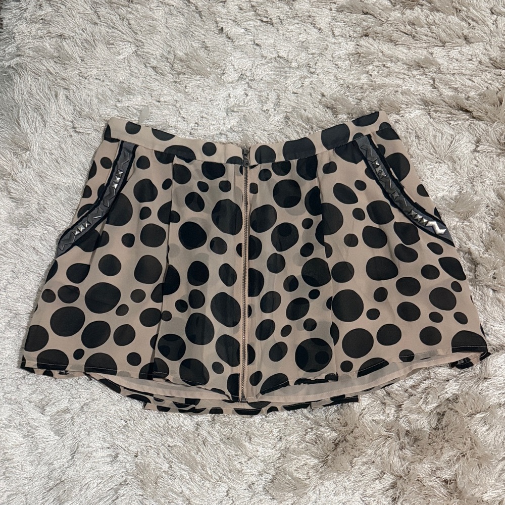 BCBGeneration Black Polka Dot Beige Skirt